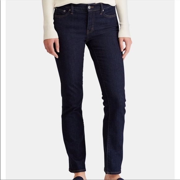 Lauren Ralph Lauren Super Stretch Mid-Rise Straight Leg Jeans Navy Size 18W New! - Picture 1 of 14